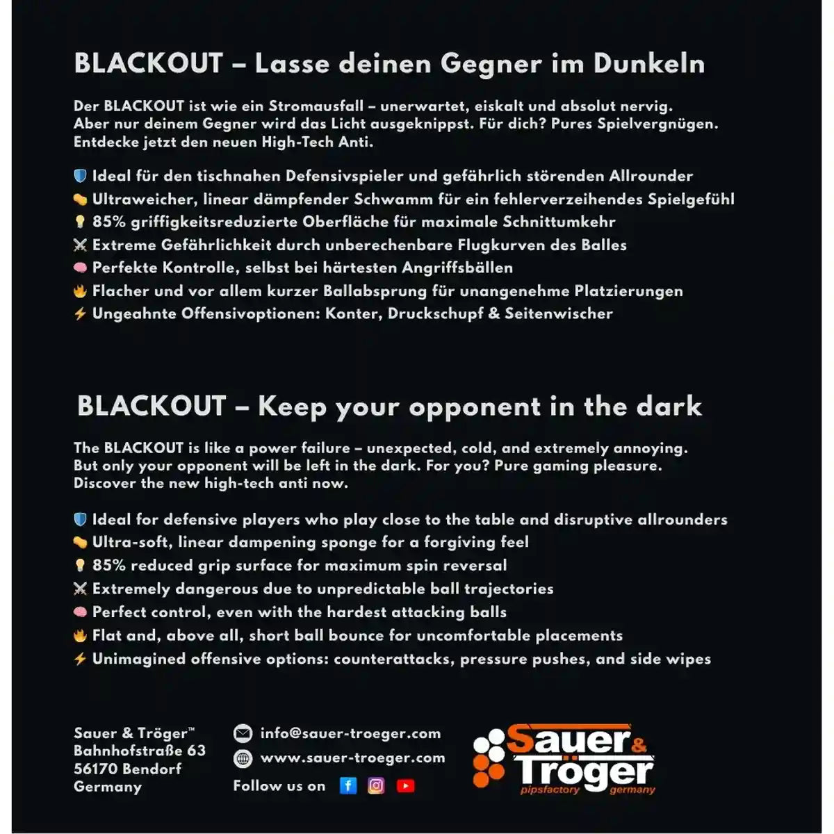 anti sauer troger blackout tenis de mesa ping pong chile proqip tienda online